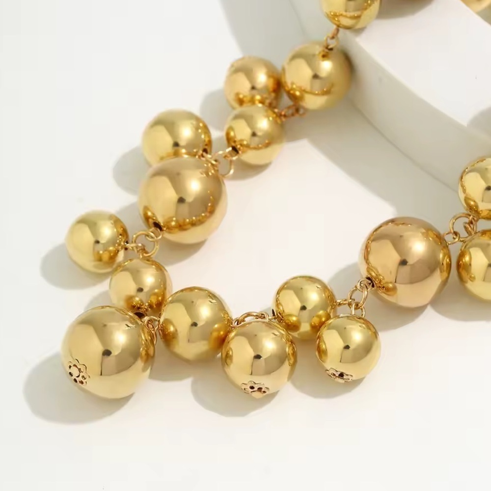 Gold Ball Gold Gold Beaded Necklace Adjustable